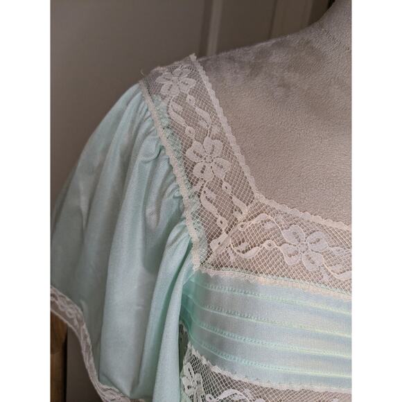 Vintage 60s Gossard Artemis Negligee Mint Green Lace Nightgown Maxi NWT - Picture 5 of 12